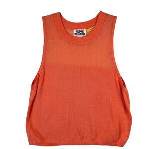 Future Collective Jenny K Lopez Coral Orange Tank Crop Top Knit Casual M Bright‎